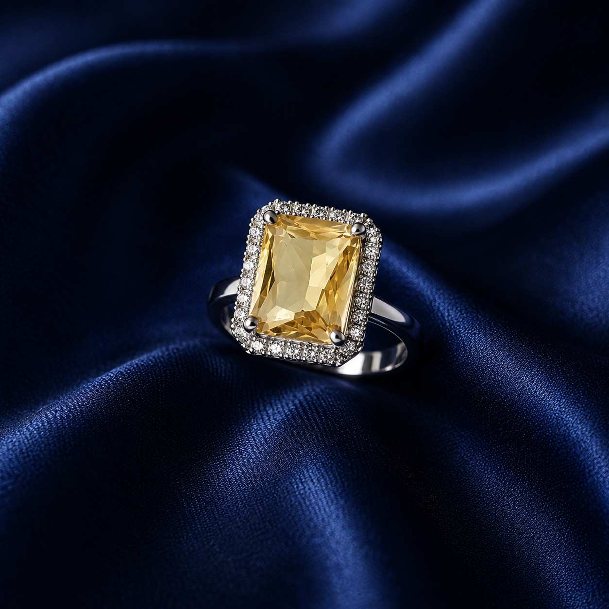 Adjustable Champagne Gold Stone AD Ring
