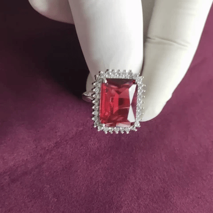 Adjustable Luxury Ruby Pink Stone AD Ring