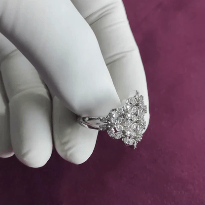 Adjustable Luxury Floral AD Ring