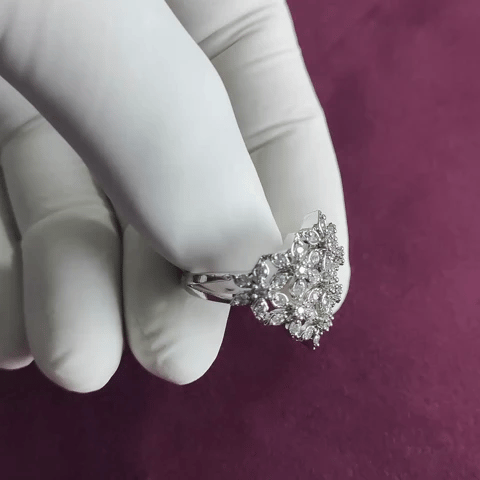 Adjustable Luxury Floral AD Ring