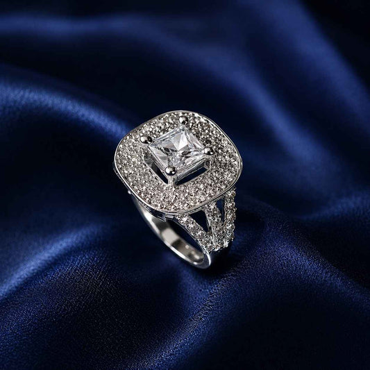 Adjustable Luxury Square Cut AD Ring