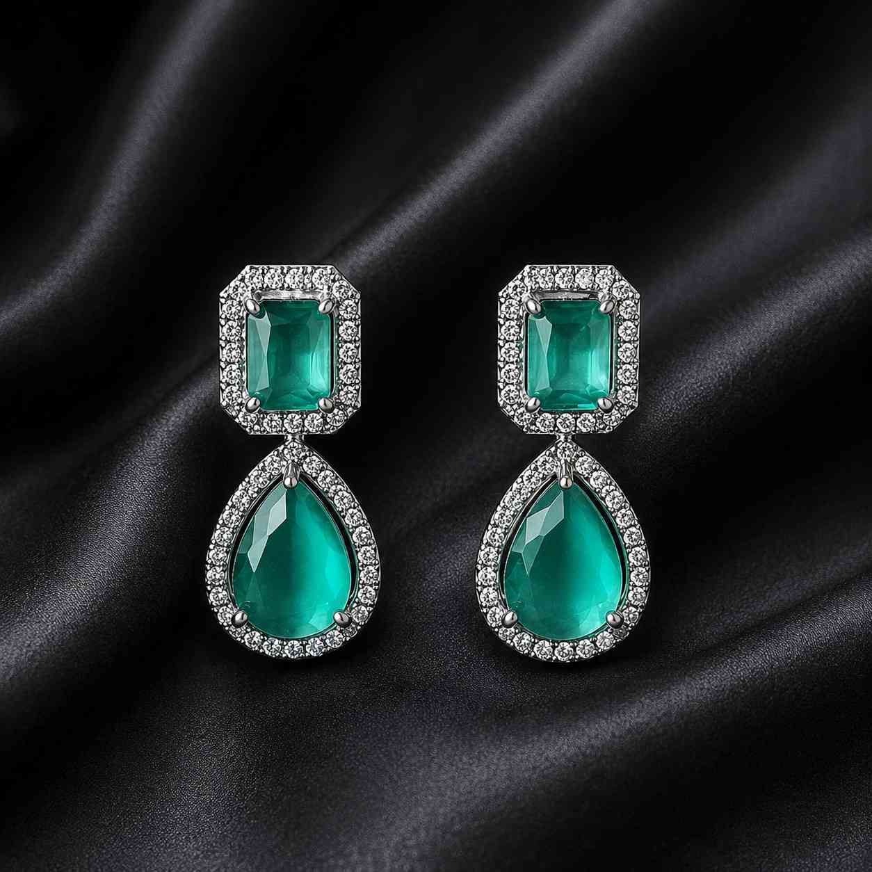 Emerald Green AD Drop Earrings