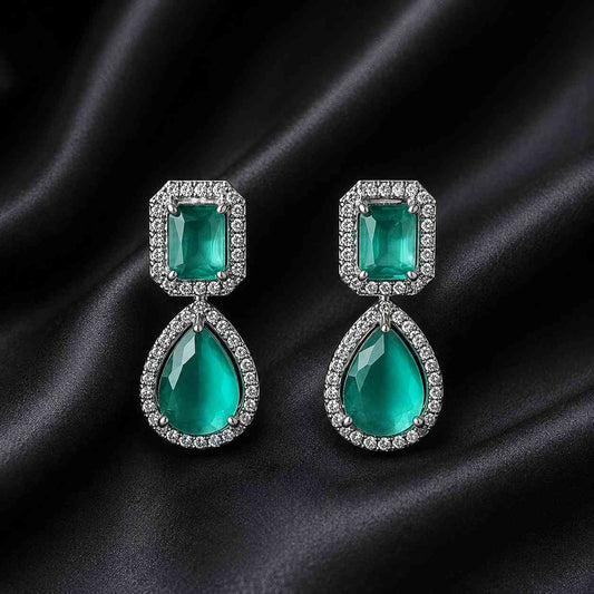 Emerald Green AD Drop Earrings