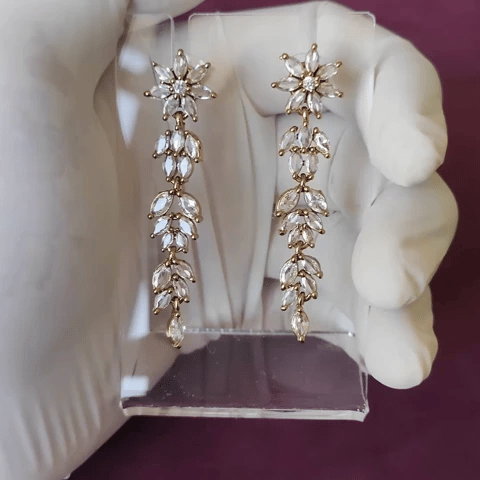 Floral Vine AD Long Earrings