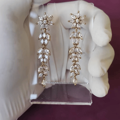 Floral Vine AD Long Earrings