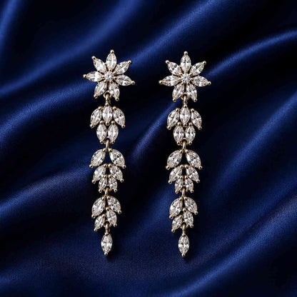 Floral Vine AD Long Earrings