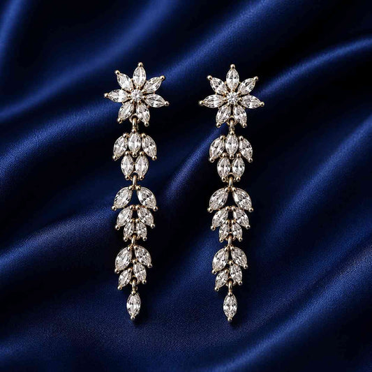 Floral Vine AD Long Earrings