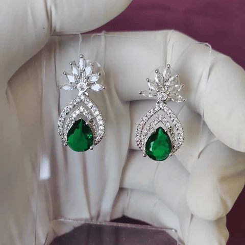 Emerald Green AD Drop Earrings