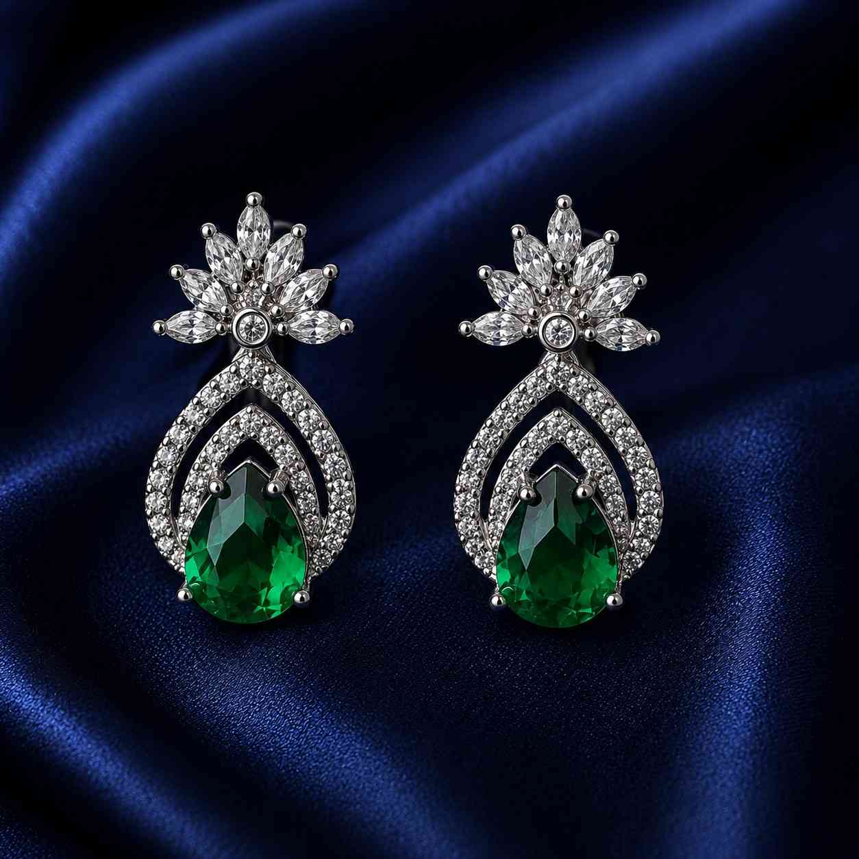 Emerald Green AD Drop Earrings