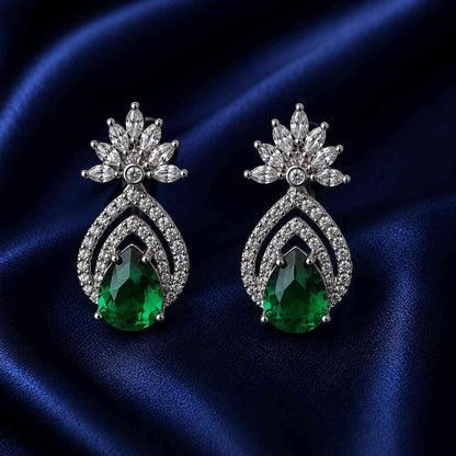 Emerald Green AD Drop Earrings