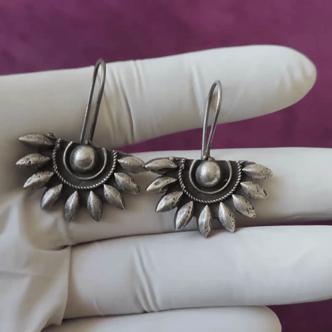 Sunburst Oxidised Brass Earrings