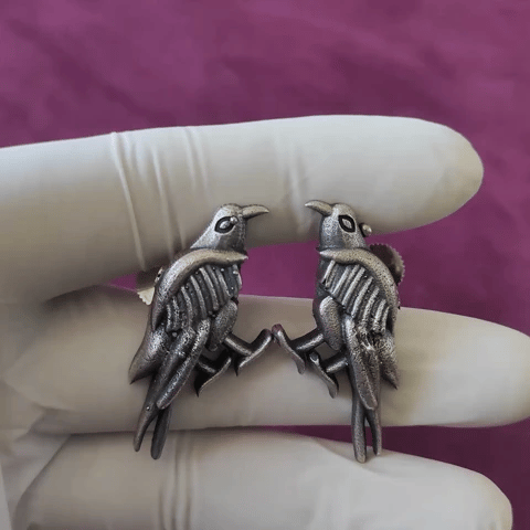Bird Design Brass Earrings