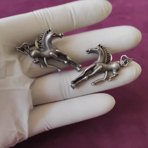Running Horse Brass Earrings
