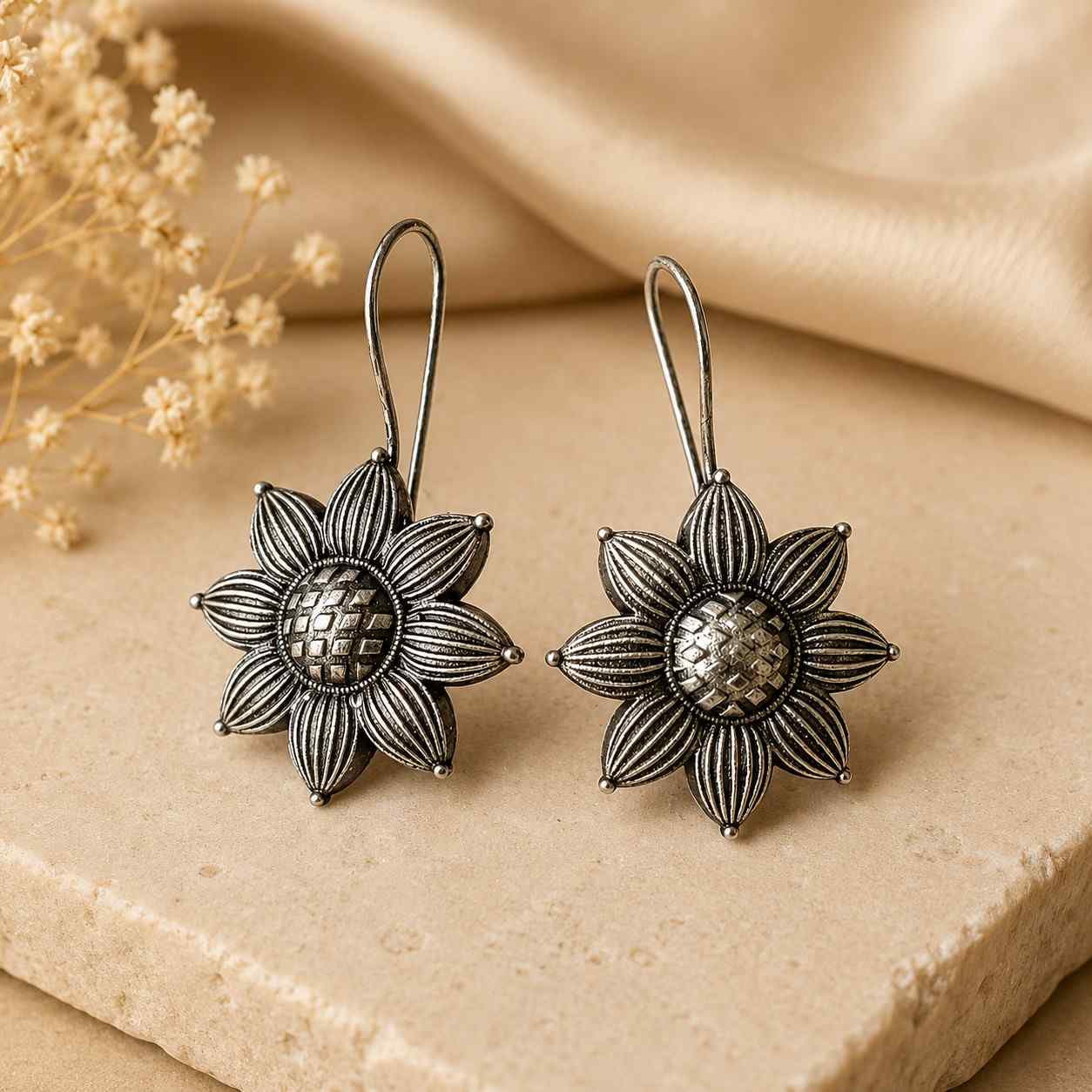 Sunflower Brass Earrings