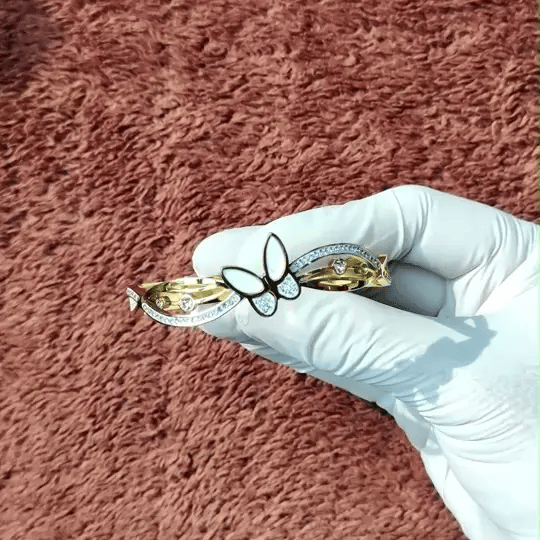 Elegant Butterfly Gold-Tone Bracelet with Sparkling Stones