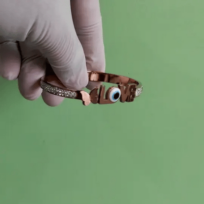 Love & Butterfly Gold-Tone Bracelet with Evil Eye & Stones